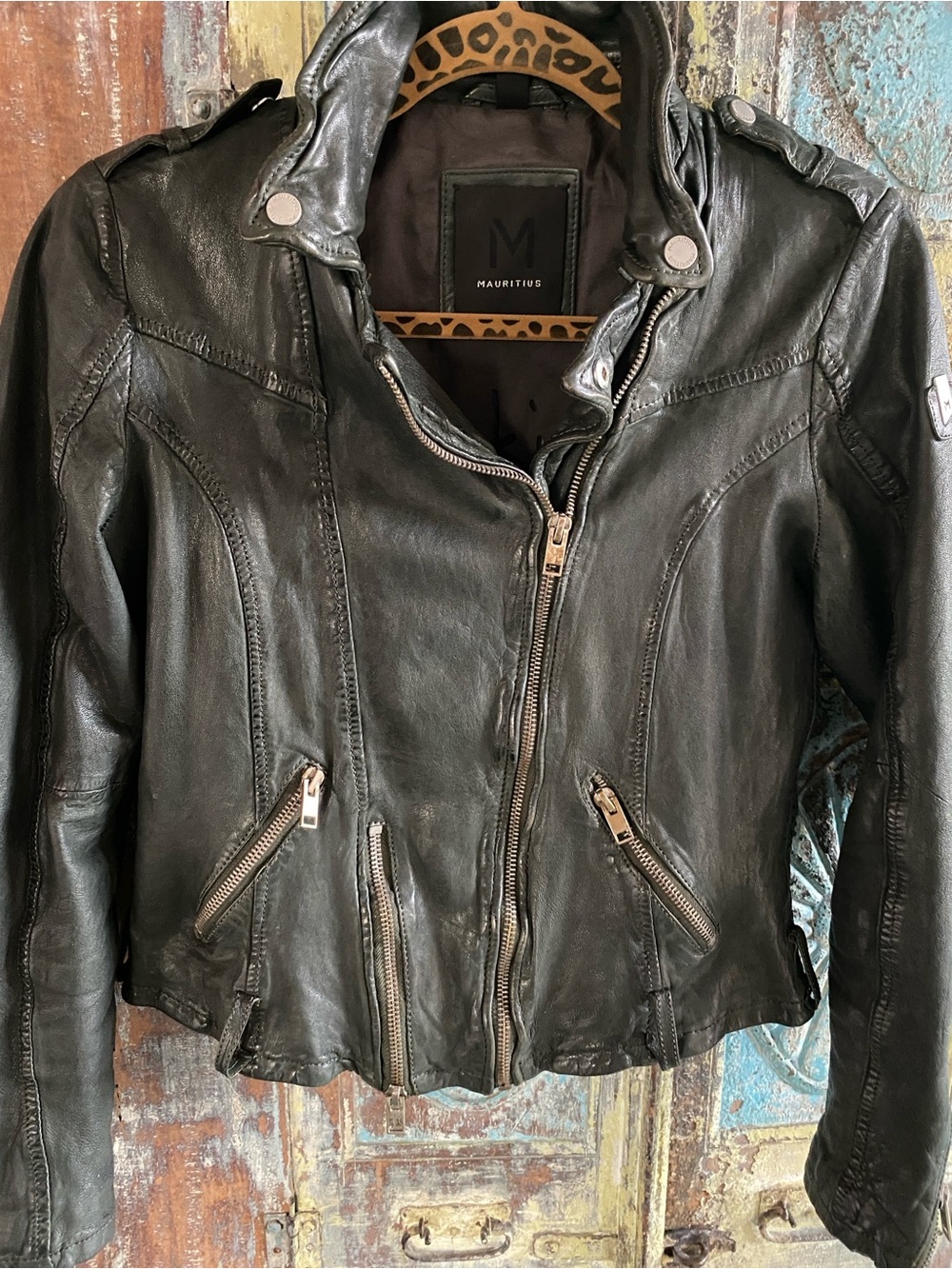 Mauritius Wild 2 RF Black Leather Moto Jacket with Zip Details - Picture 3 of 16